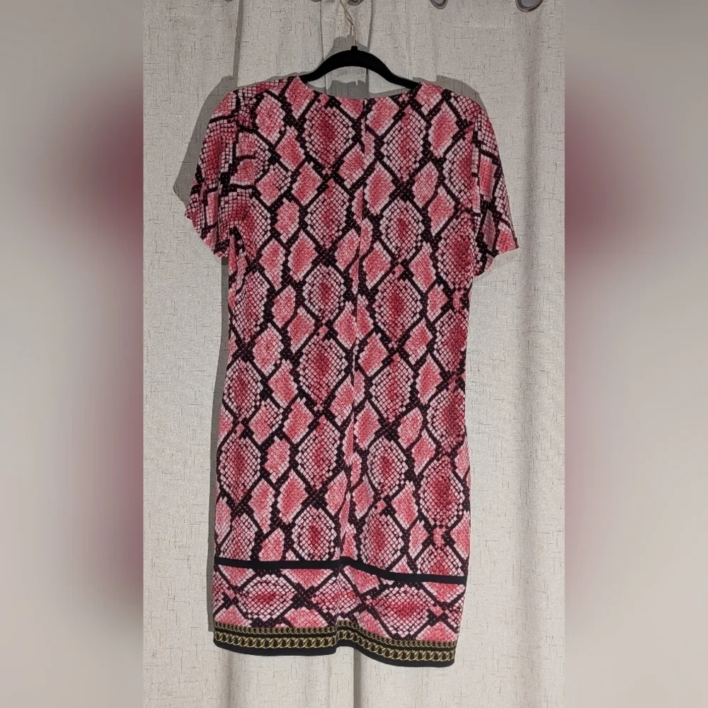 Michael Kors Pink and Black Snake print Mini Shift  Dress